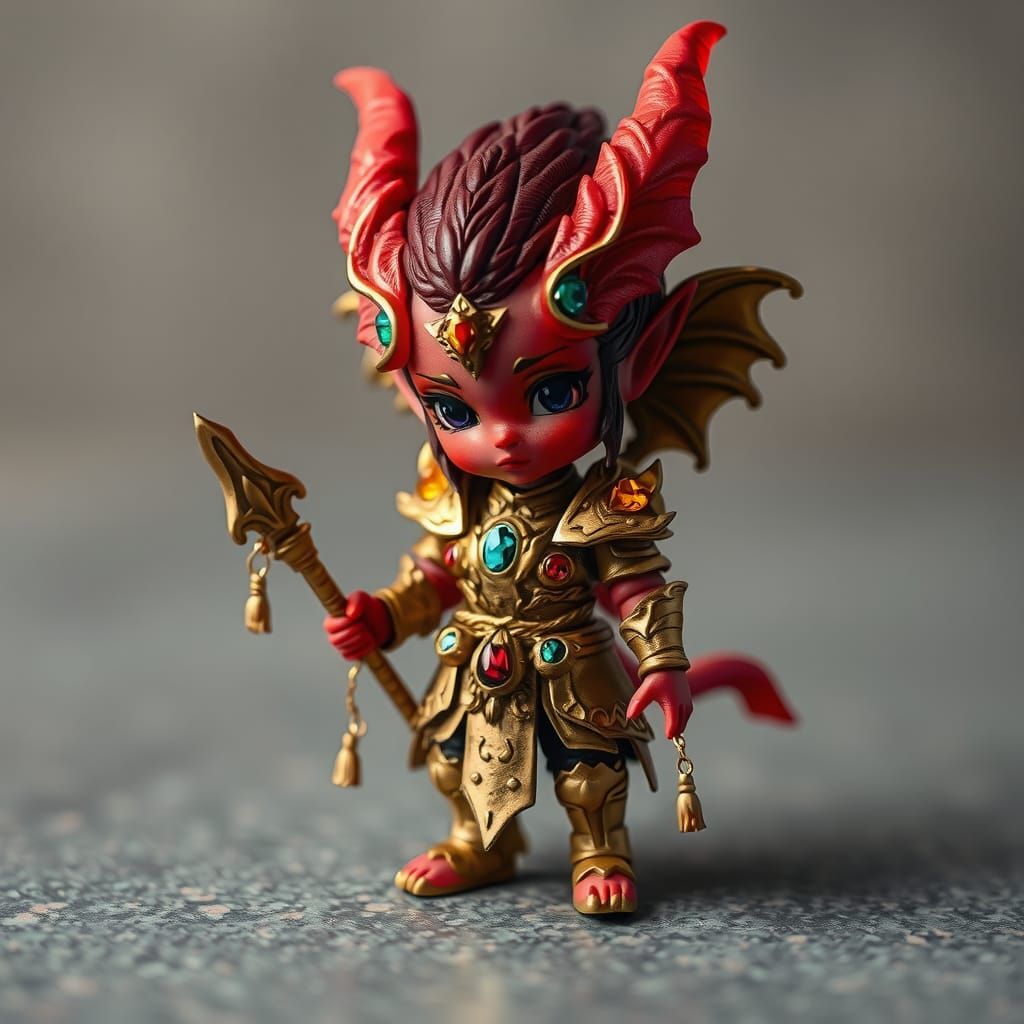 Elegant Succubus Warrior Figurine in Photorealistic 8k