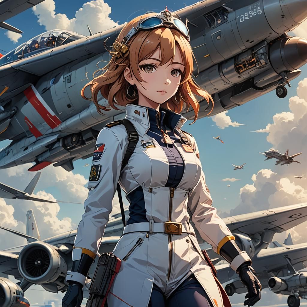 Aircraft Queen in Anime Style, Cel-Shaded