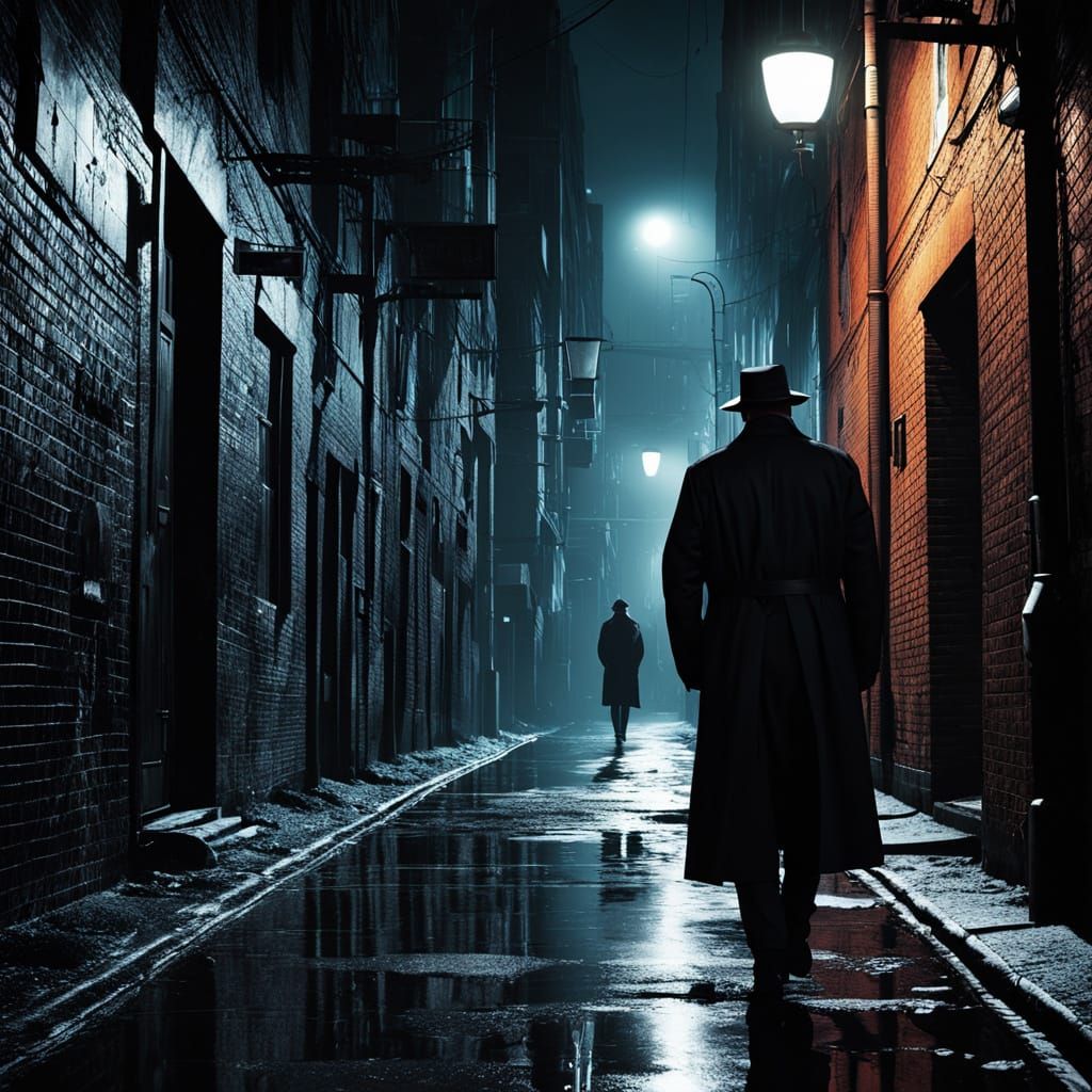 Futuristic Noir Alleyway in Cinematic Style