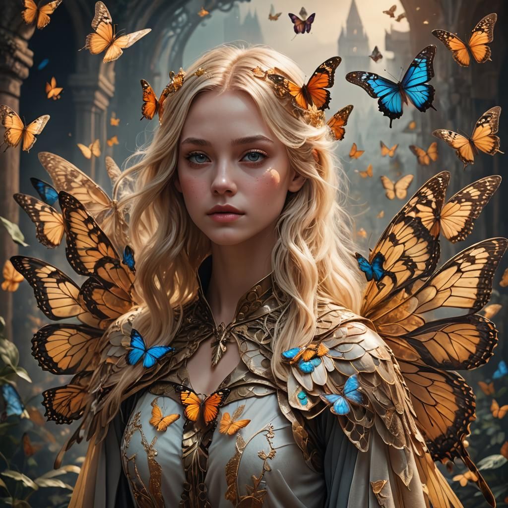 Beautiful Girl with Butterfly Wings: Digital Art