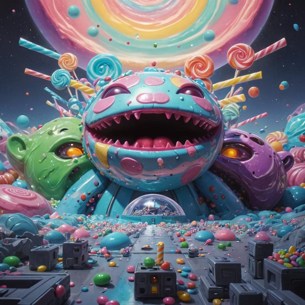 Sci-Fi Movie Scene in a Candy Art Style