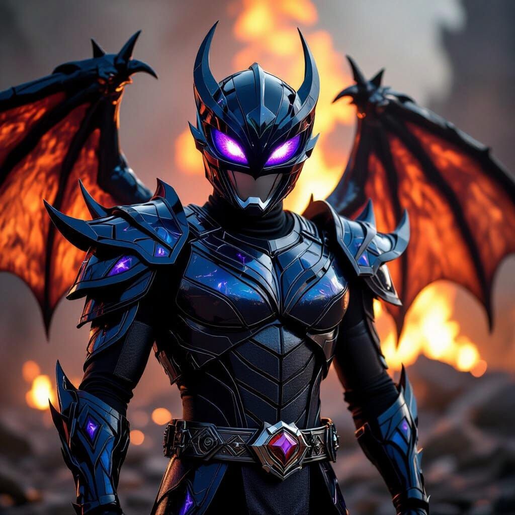 Evil Dragon Power Ranger with Purple Fire Eyes