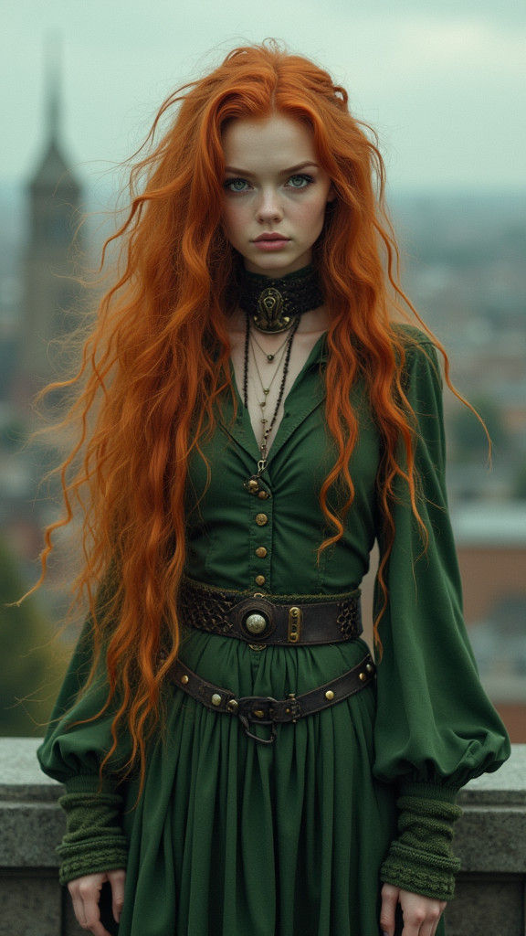 Ethereal Steam-Punk Siren on Rooftop