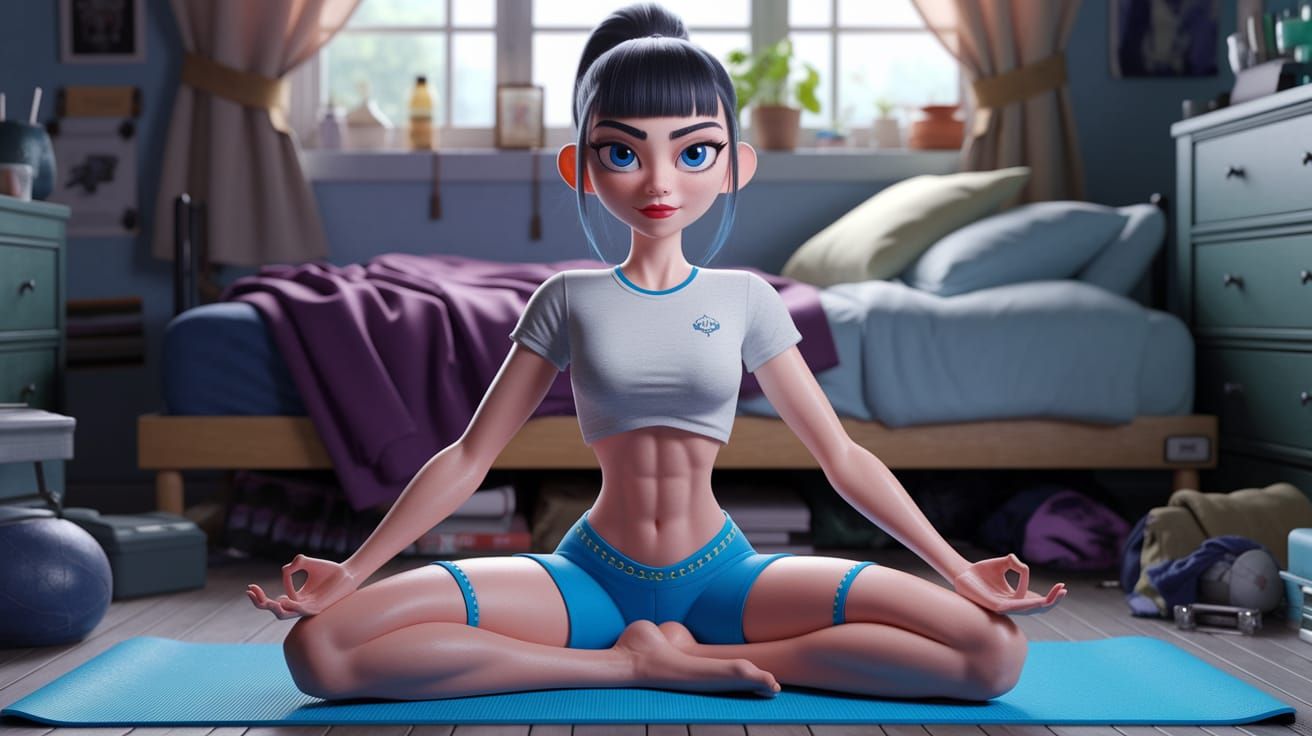 Punk Rock Yogi in Pixar-Style 3D Animation