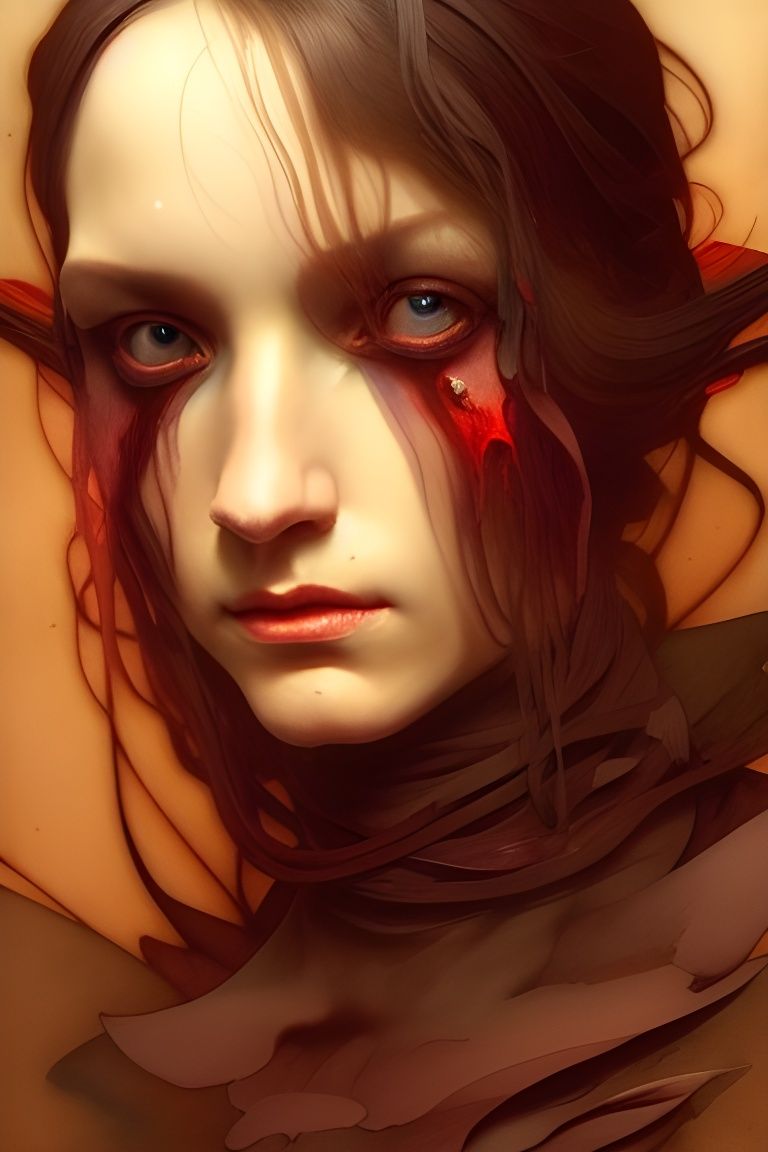 Sinister Devil Portrait in Digital Watercolor Style