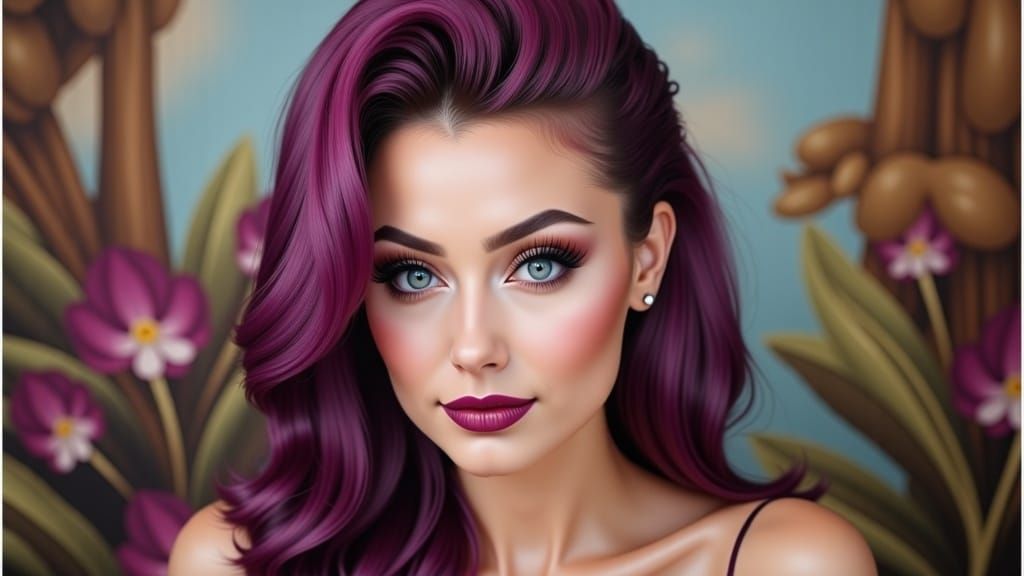 Woman with Colorful Hair and Stage Background