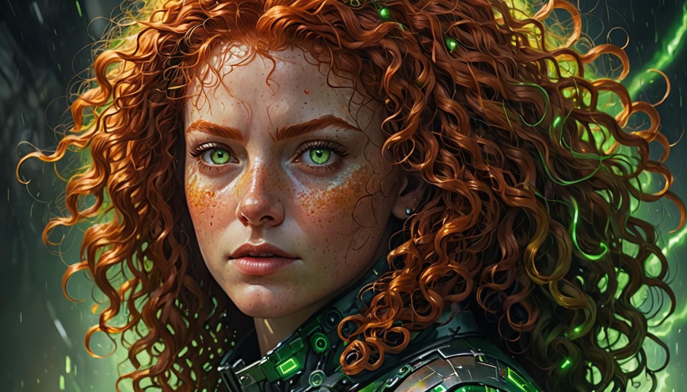 AI-infused Portrait of a Redhead in Hyperrealistic Style