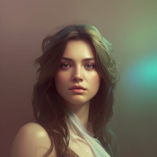 Detailed Female Portrait in Art Nouveau Style