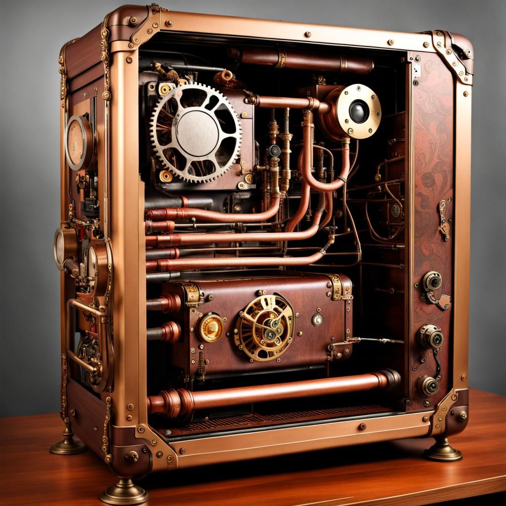 Steampunk PC Case with Intricate Brass Details