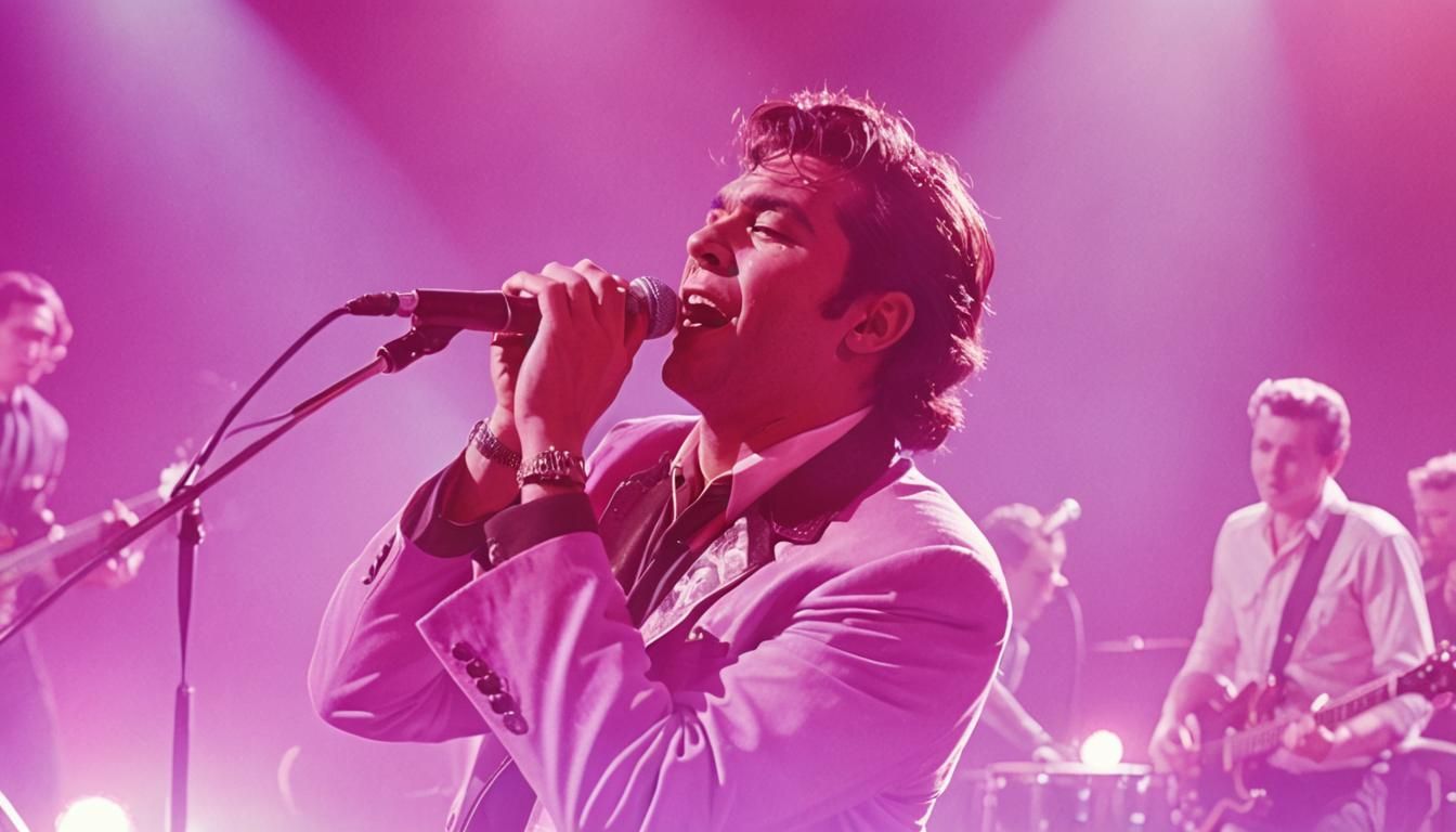 Doo-Wop Band on Stage: Cinematic Film Still