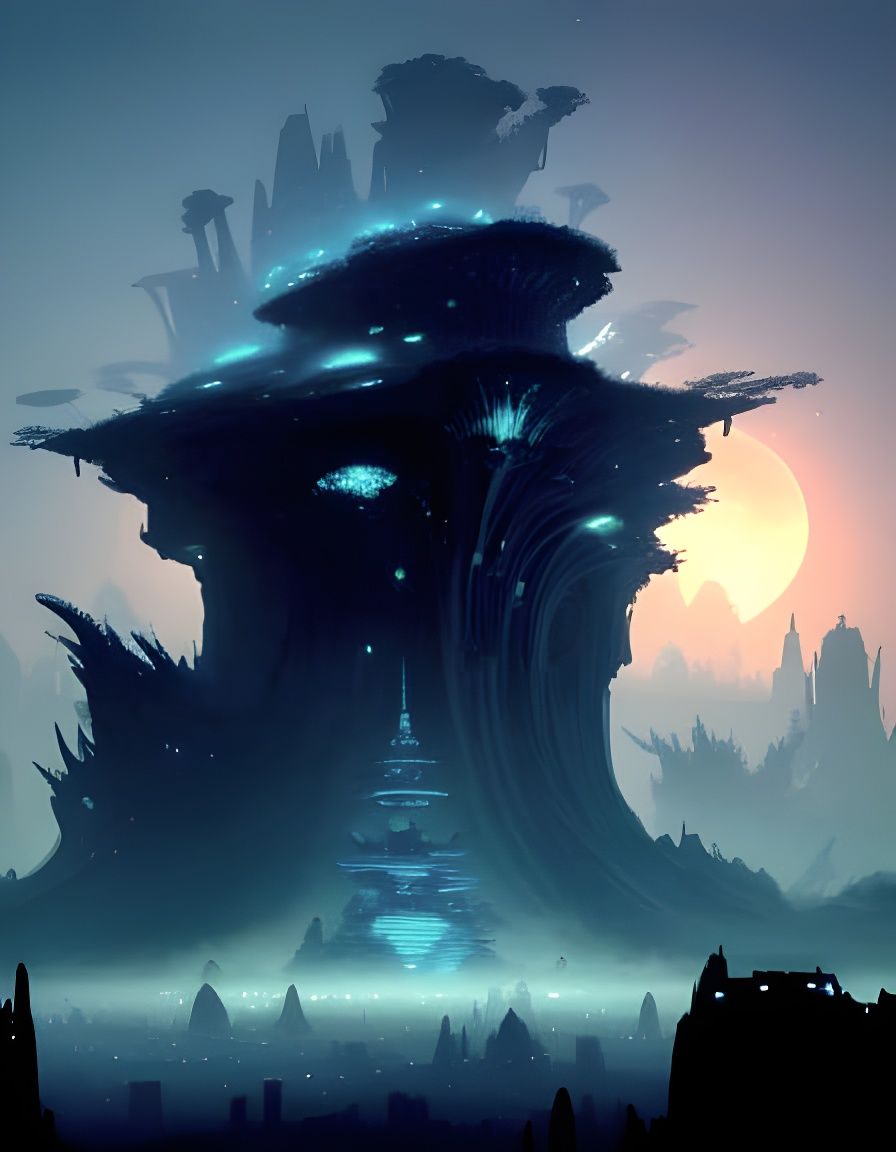 Futuristic Cyberpunk Cityscape Under Starry Sky