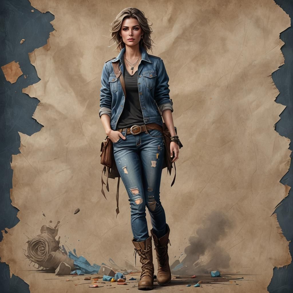 Young Mom with Chalk Art, Detailed Matte Painting