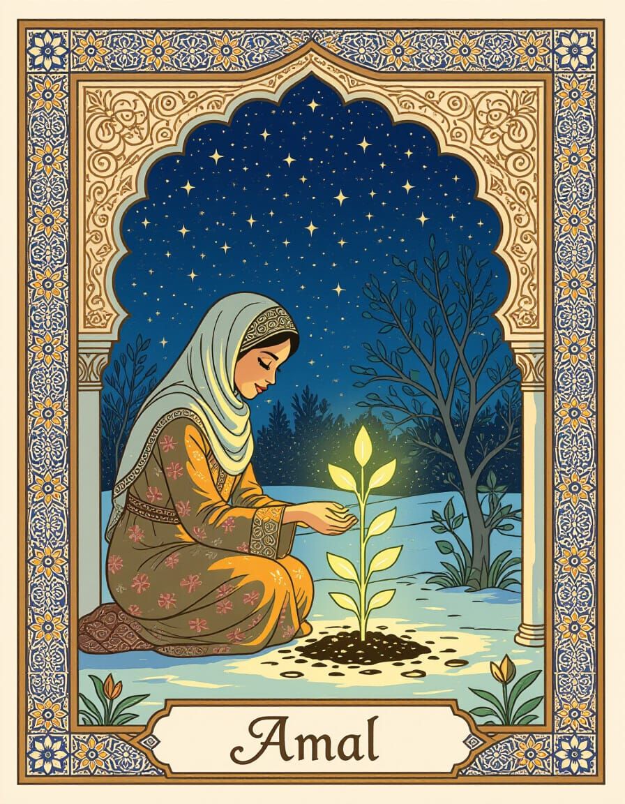 Palestinian Woman Magical Gardener in Arabian Nights Style