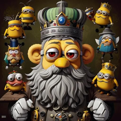 Surreal Muppet Portrait with Crown in Pop Surrealism