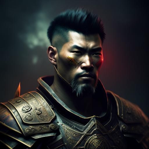 Mongolian Warrior in Dark Fantasy Style