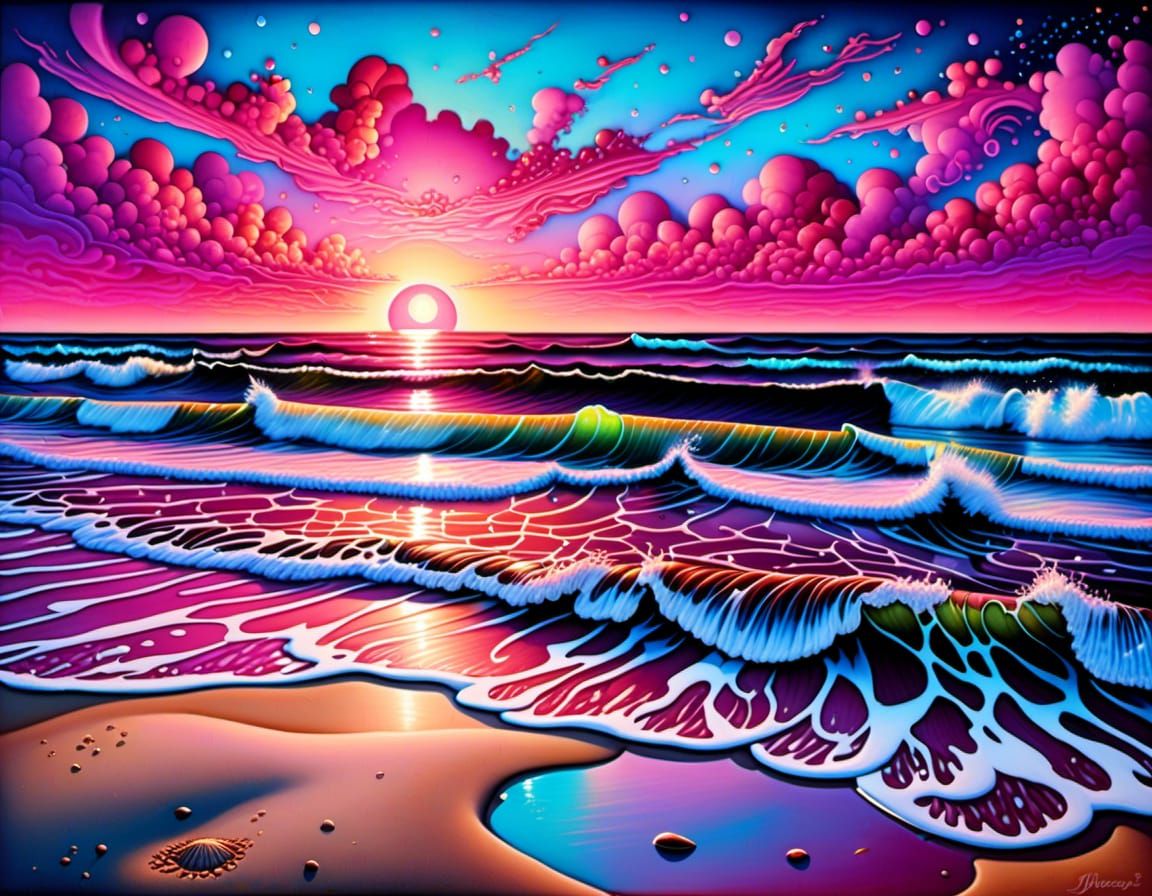 pink beach sunset
