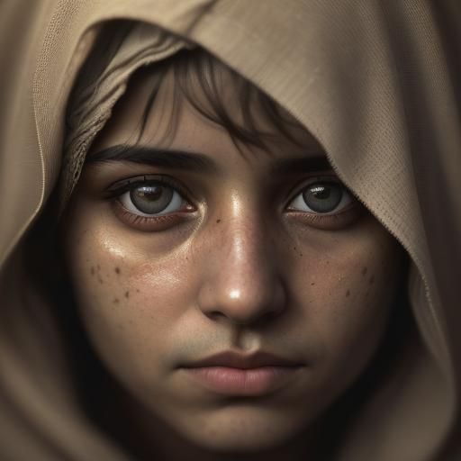 Intense Close-Up Portrait in Street Photography Style