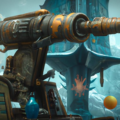 Detailed Matte Painting of Guns in Deep Color