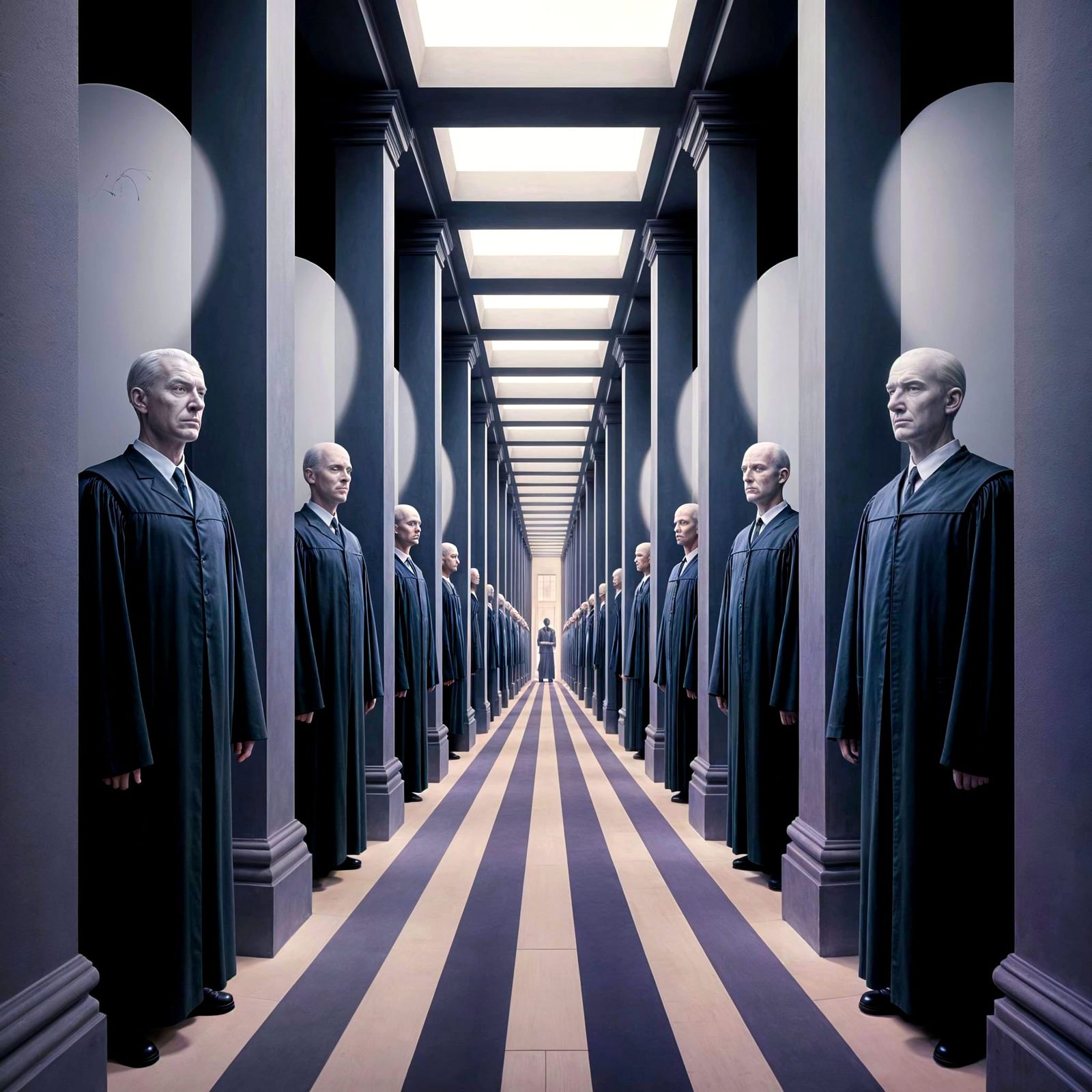 Ghosts of Barristers in Eternal Halls: Escher and Magritte