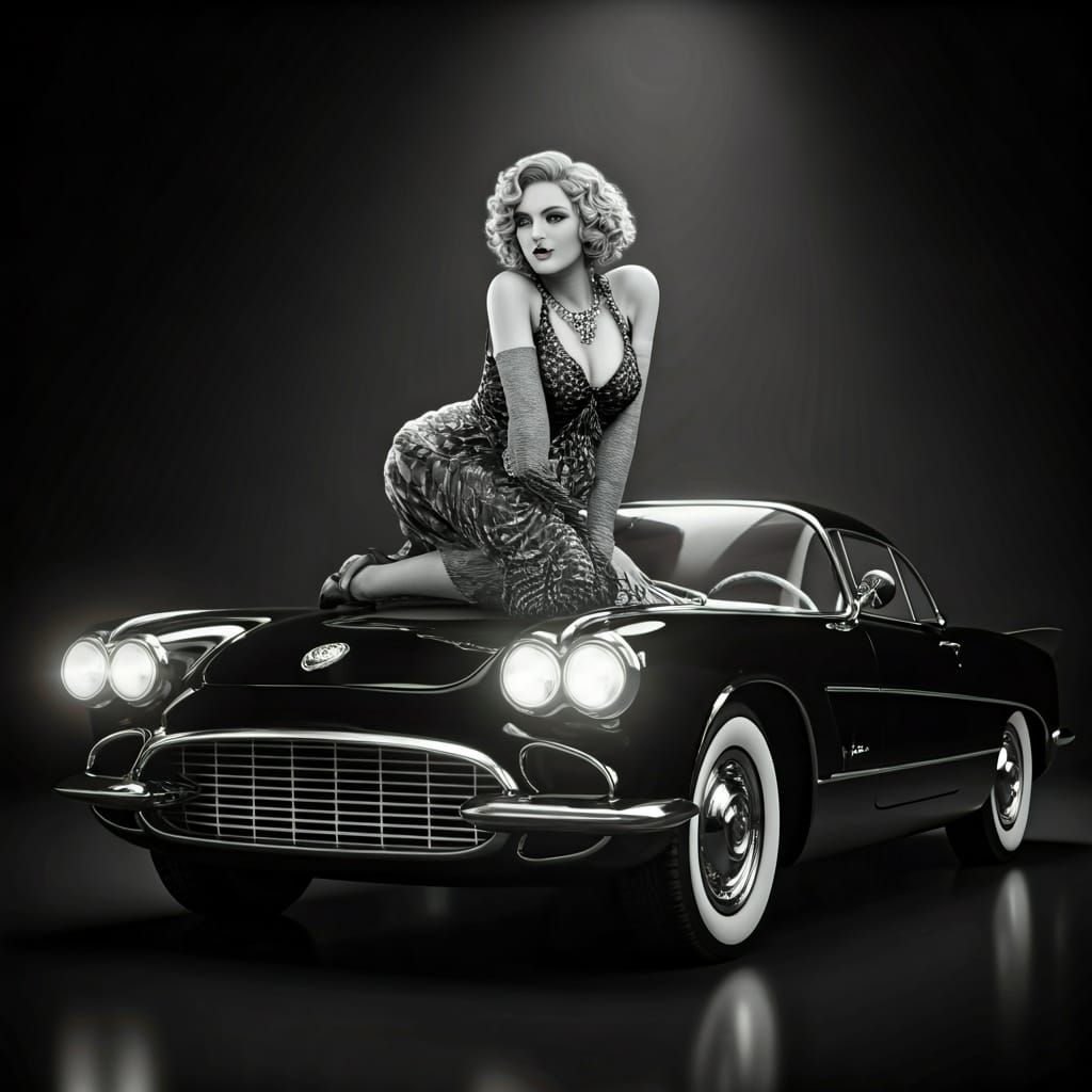 Roaring Twenties Model with Retrofuturistic Car