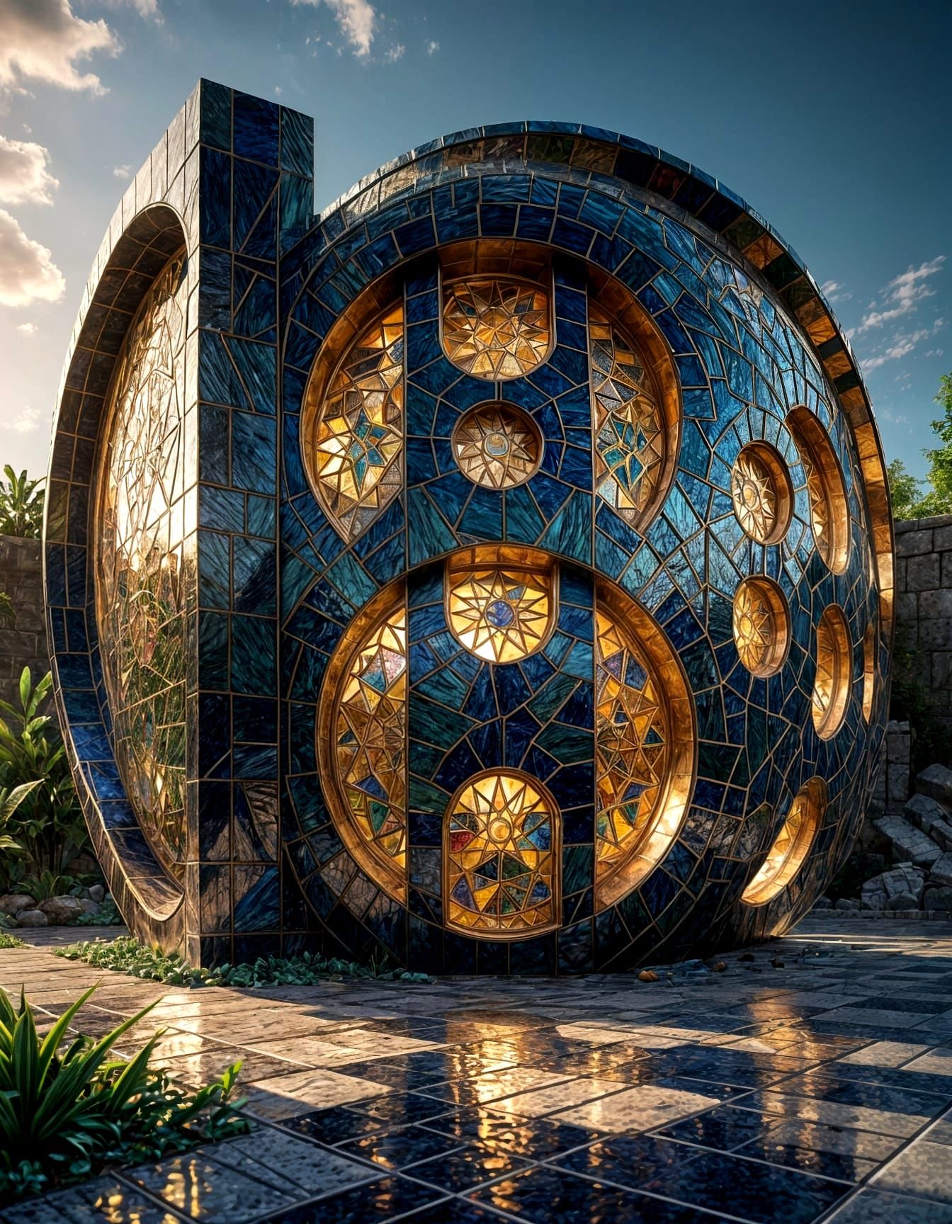 Vibrant Mosaic Cityscape in Photorealistic Detail