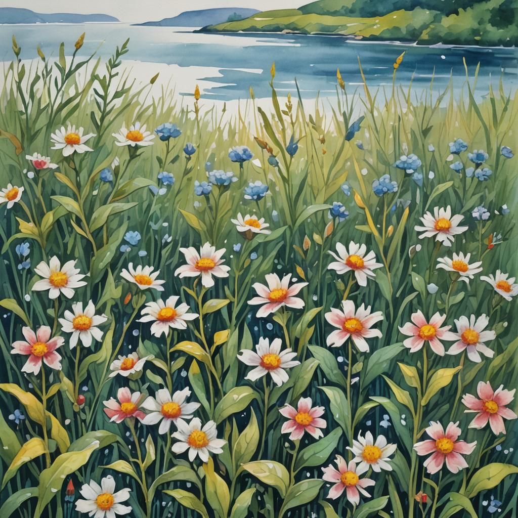 Impressionist Meadow Flowers in Gouache and Watercolor