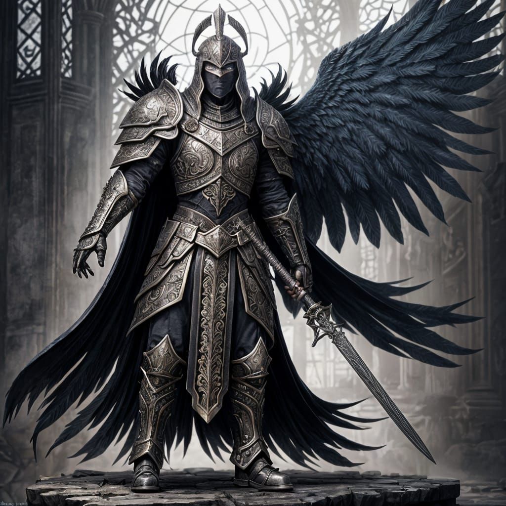 Fantasy Paladin in Gothic Throne Room, 3D Anime Art