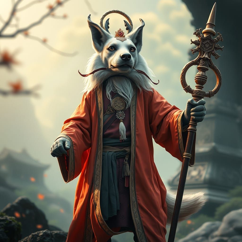 Dog Druid in Fantasy World, Cinematic Film Still