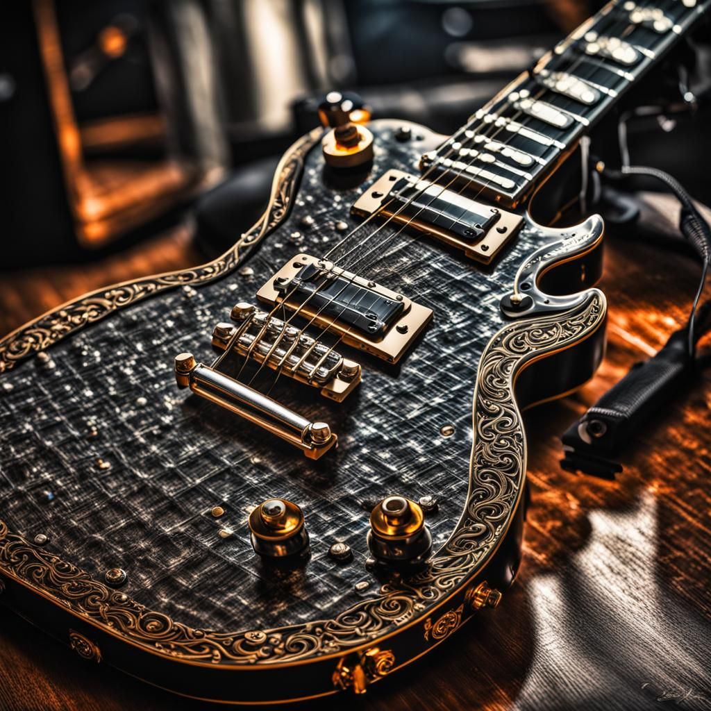 Hyperrealistic Guitar with Intricate Details in HDR