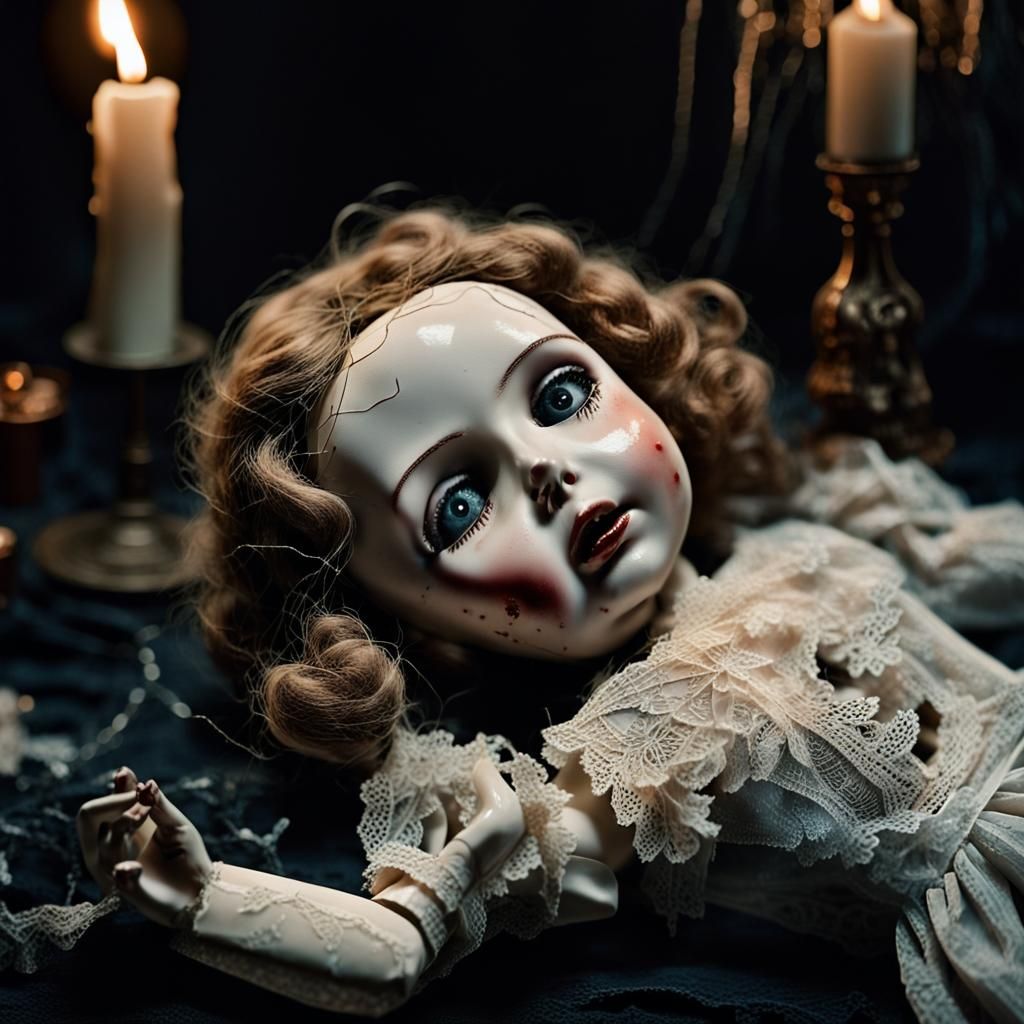 Creepy Broken Doll in French Expressionism Style