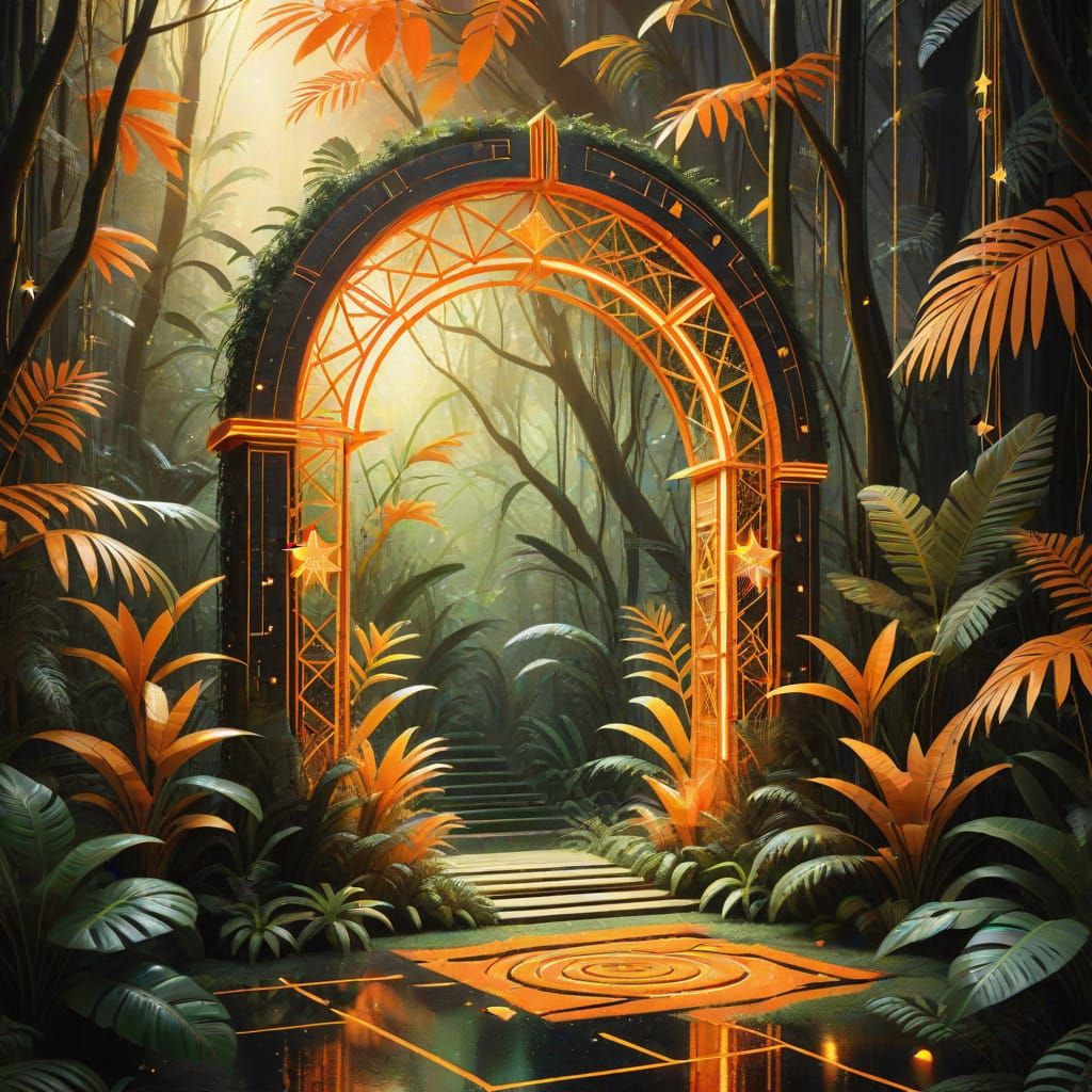 Glowing Portal to a Neon Rainforest