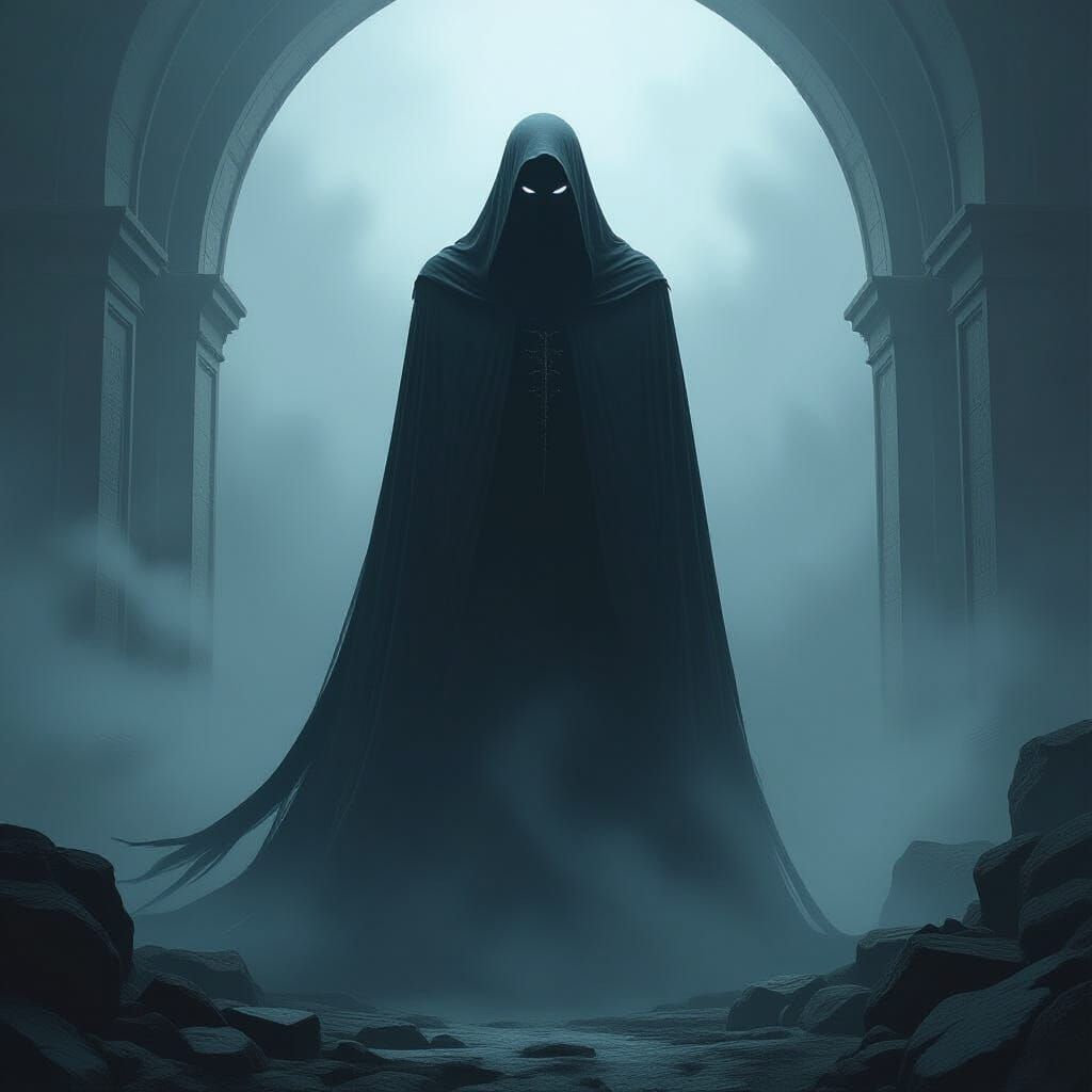 Ominous Figure in Shadows: Dark Surrealist Art