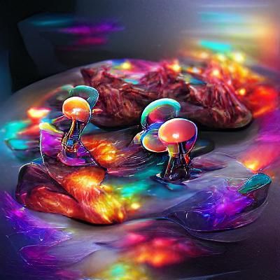 Glowing Mushrooms in a Cosmic Astral Landscape