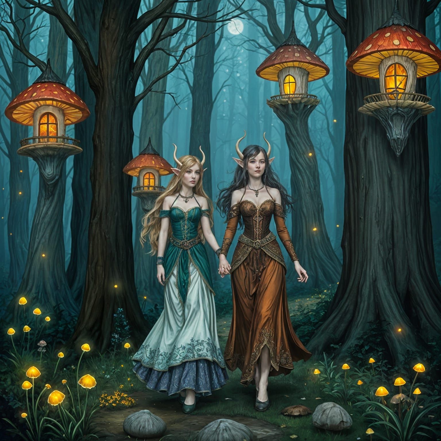 Enchanted Forest: Elves and Mushroom Houses