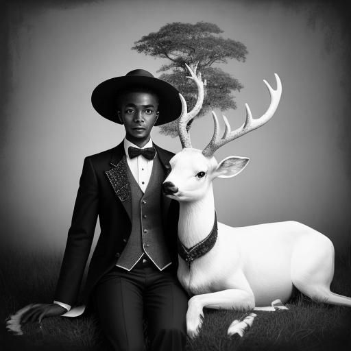 Haunting Portrait: Boy with White Deer