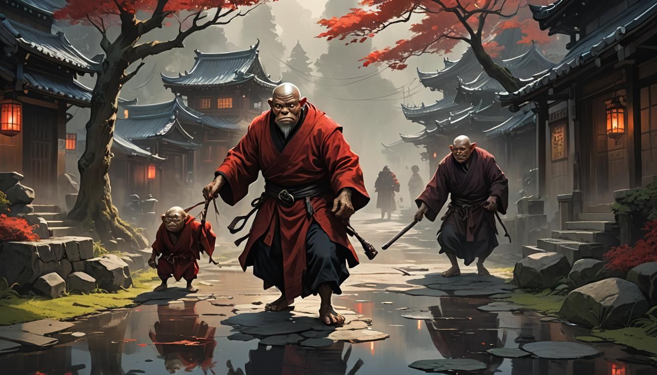 Red Hunchback Hunting: Hyperdetailed Digital Illustration