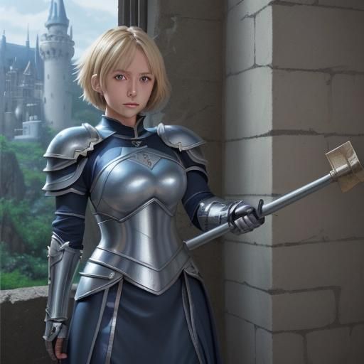 Anime Woman Warrior in Castle