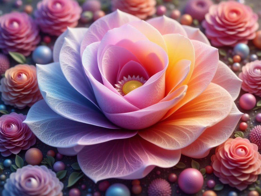 Surreal Floral Bloom in Cyberpunk Style