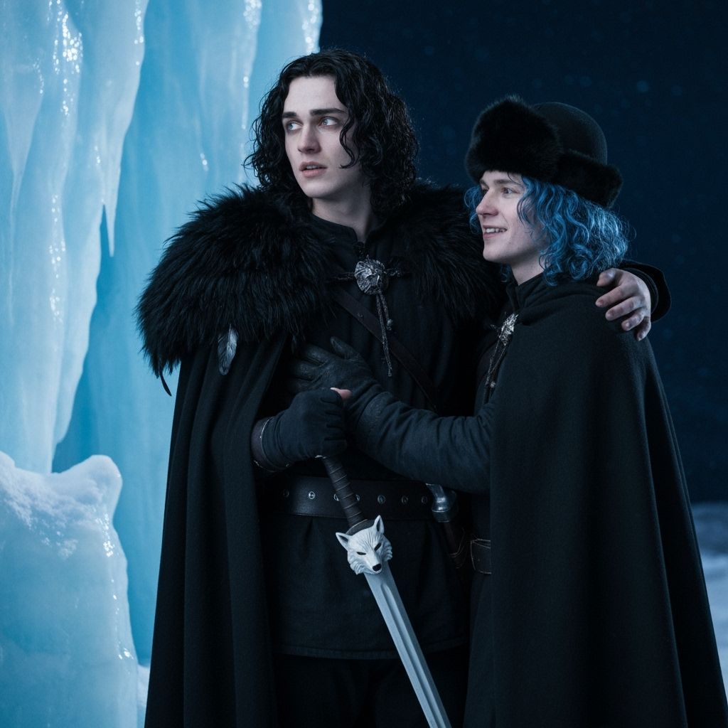 Medieval Embrace on Ice Wall