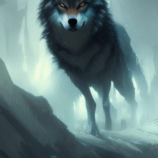 Wolf in Apocalyptic Wonderland: Hyperdetailed Portrait