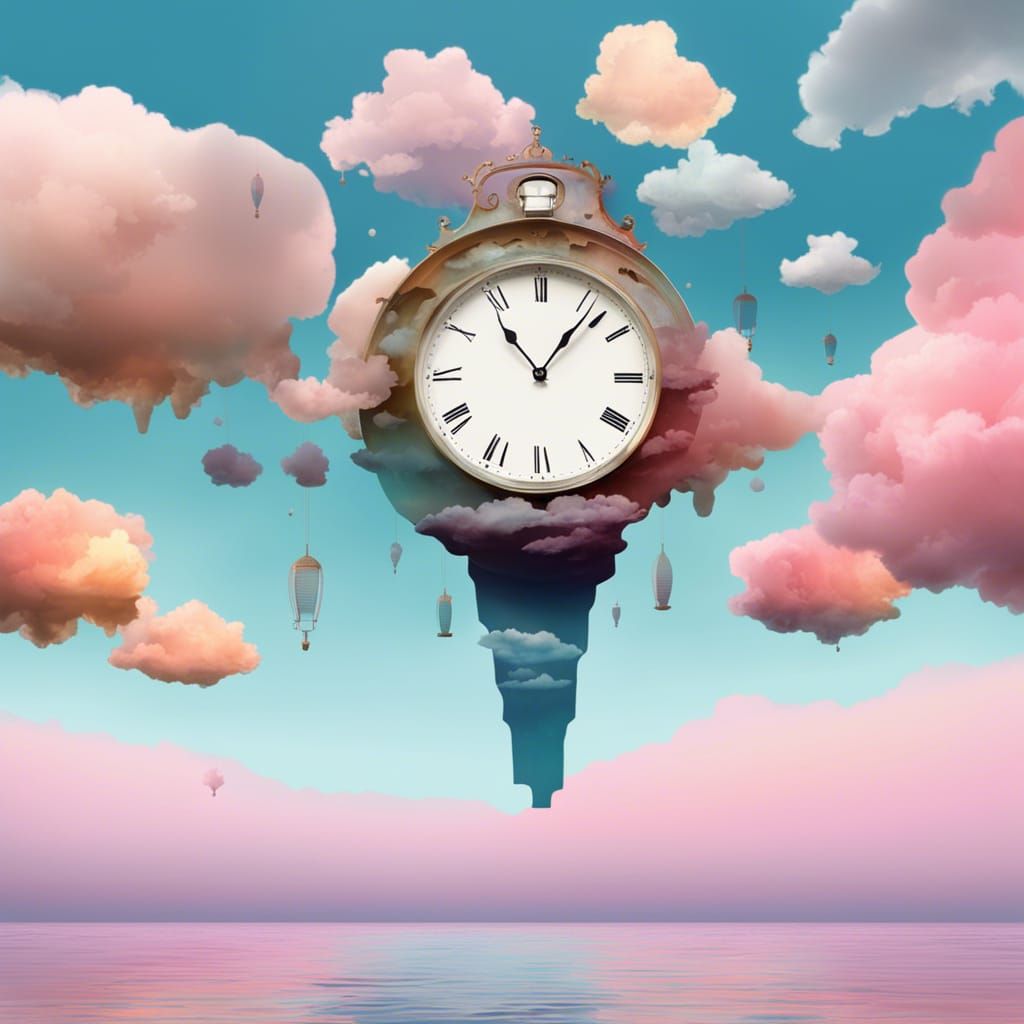 Surreal Sky-Ocean Dreamscape with Floating Structures