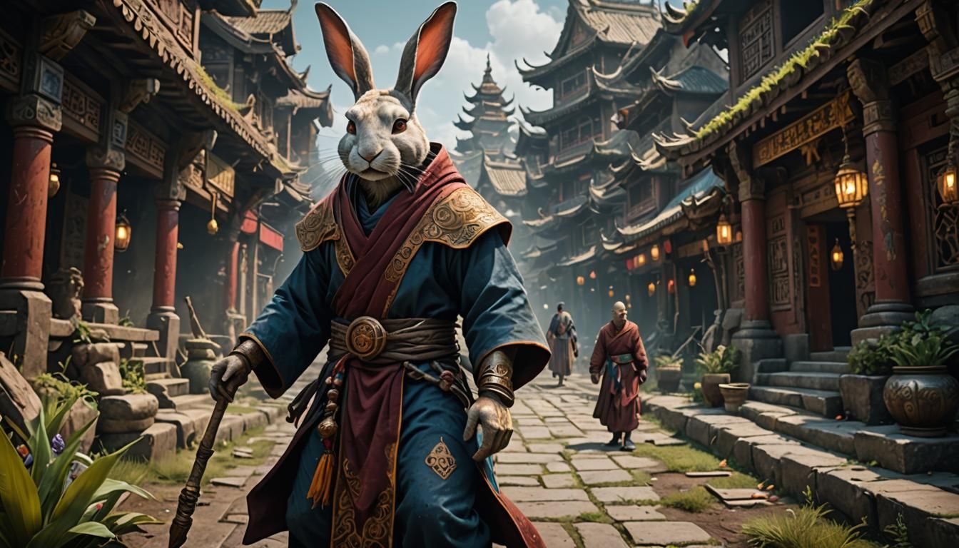 Harengon Monk Concept Art in Detailed Digital Painting