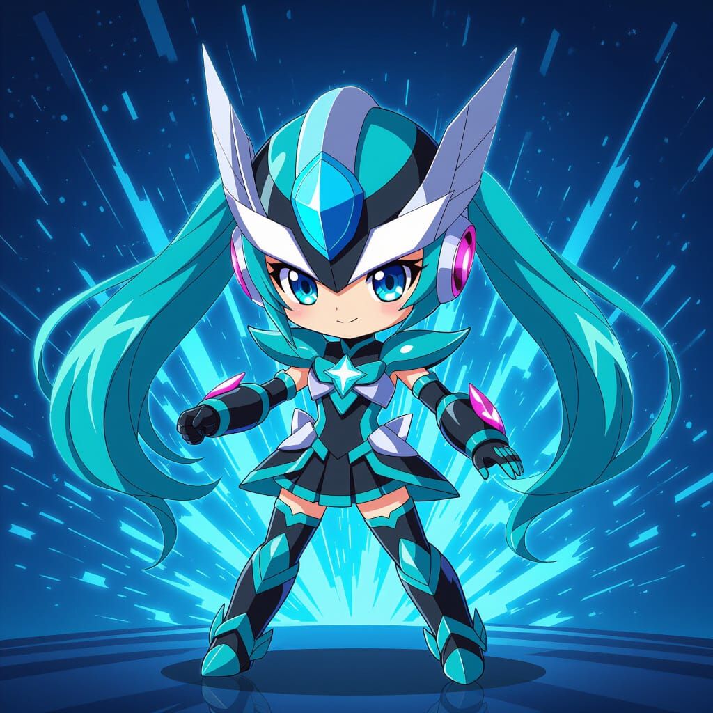 Chibi Miku as Ultraman & Mega Man in Venom Attire