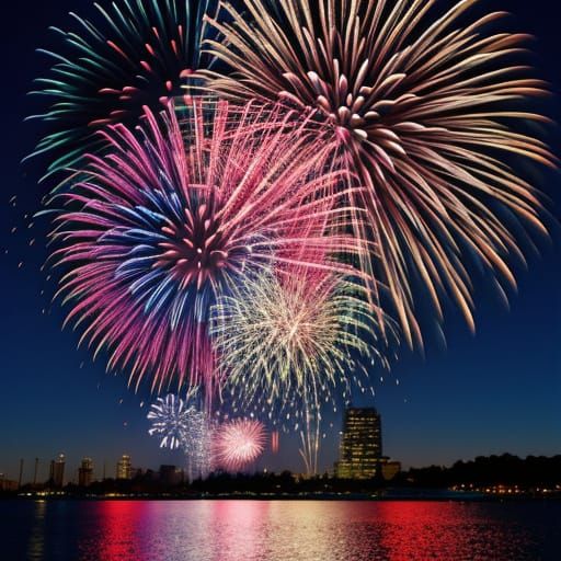 Spectacular Fireworks Display Illuminating the Night Sky