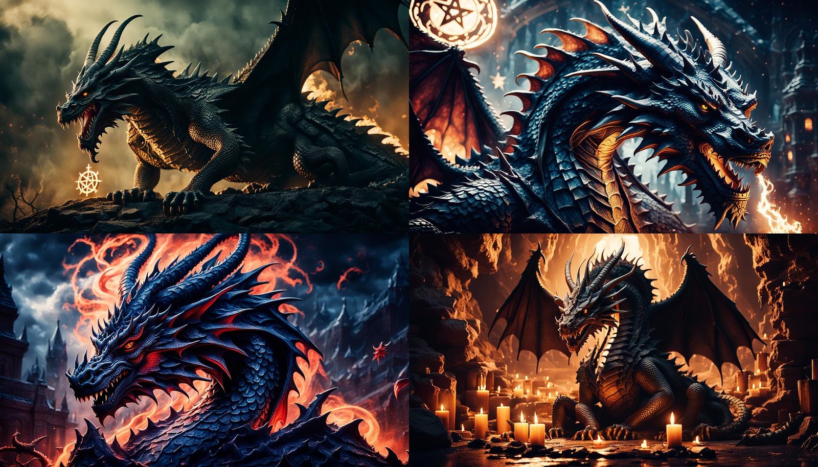 Dramatic Dragon with Pentagram in Cinematic Style