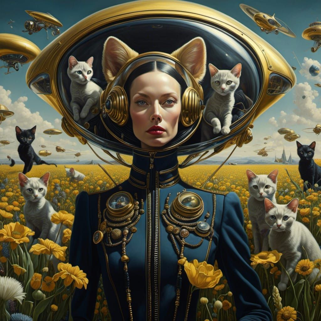 Anthropomorphic Cats Piloting Spaceship in High Resolution