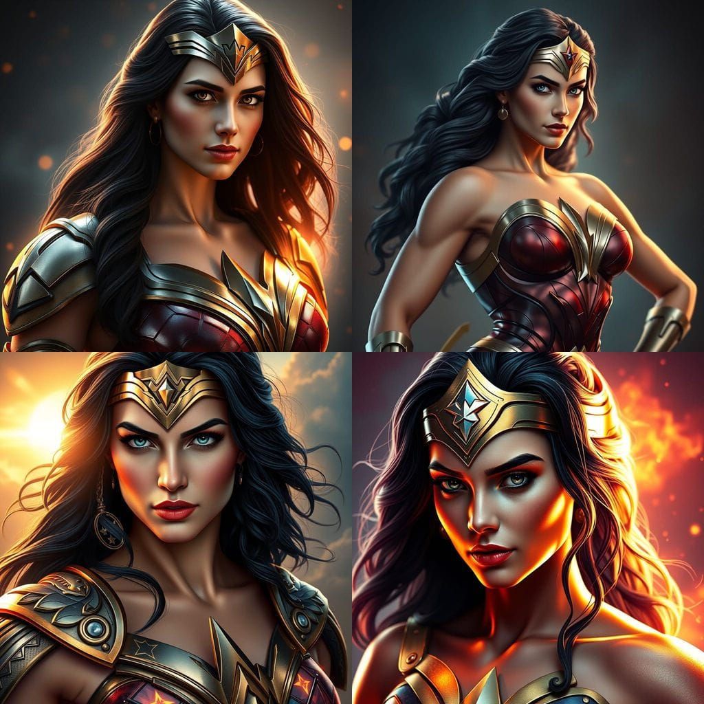 Wonder Woman in Triadic Colors Concept Art Portrait
