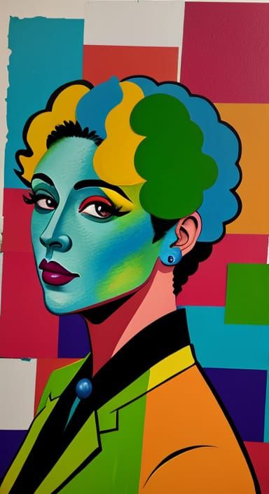 Fauvist Collage Portrait with Post-Apocalyptic Backdrop