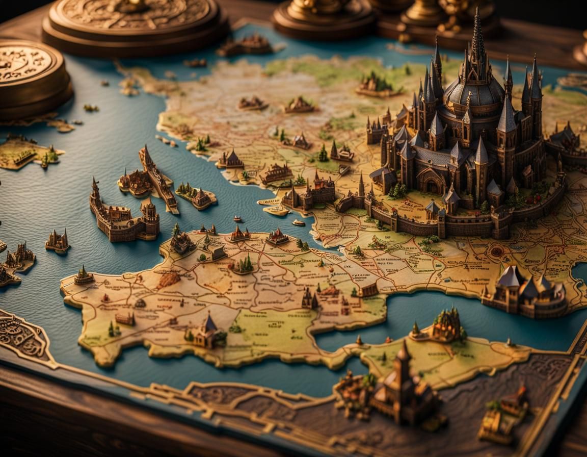 Embossed 3D Treasure Map with Goddess