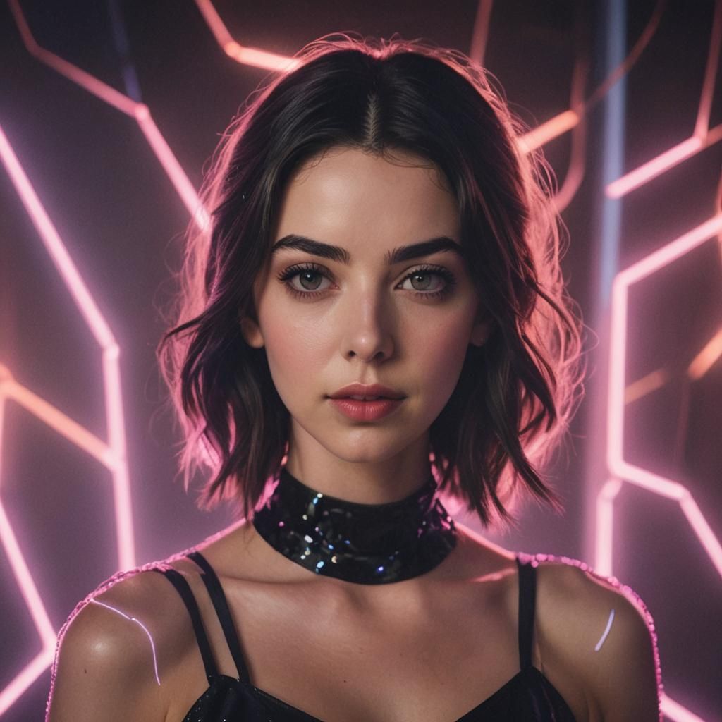 Adelaide Kane Portrait in Neon Lighting